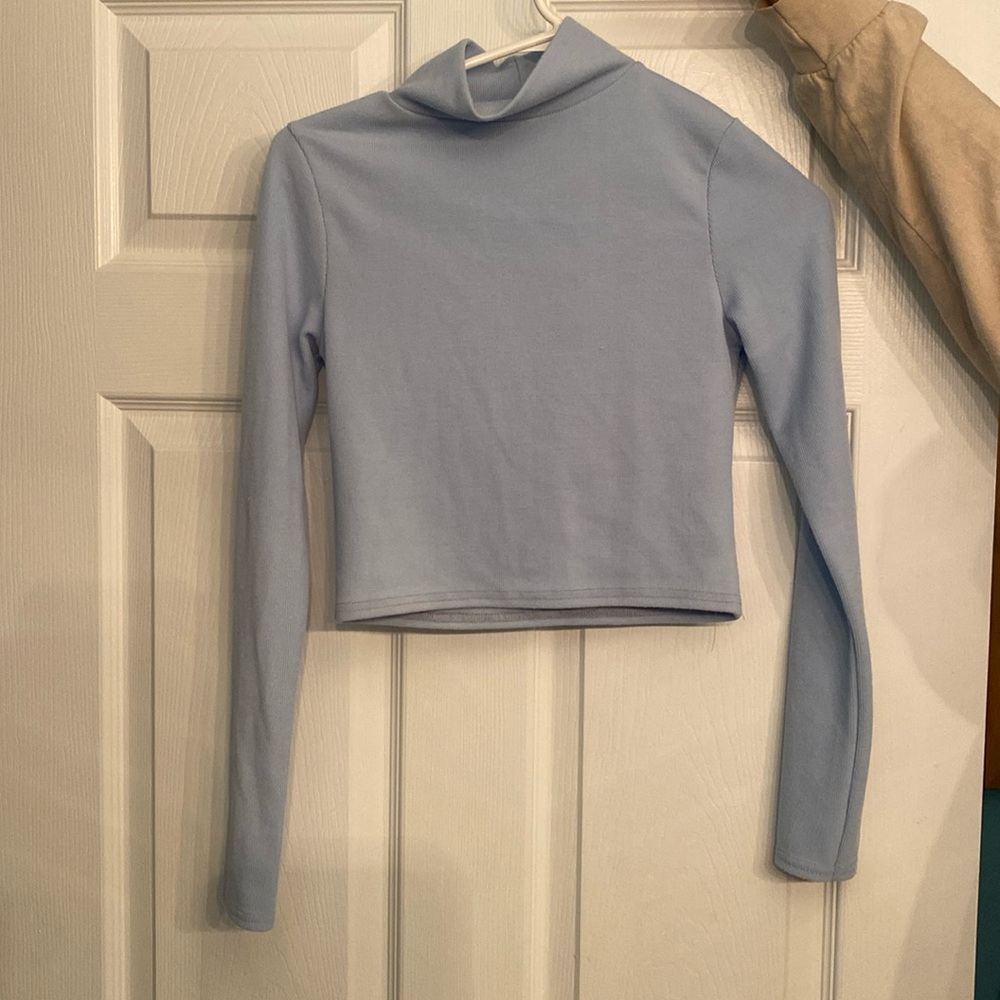 Nasty gal long sleeve baby blue cropped turtleneck